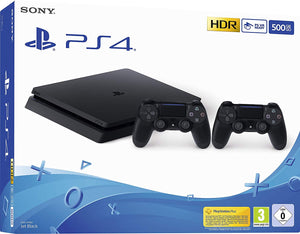 PlayStation 4 - console (500 GB, zwart, slank, F-chassis) incl. 2 DualShock 4-controllers