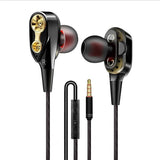 Super Bass Sound Earphone Dual Unit Stereo Wired phone with microphone For Computer MP3 Smartphone