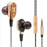 Super Bass Sound Earphone Dual Unit Stereo Wired phone with microphone For Computer MP3 Smartphone