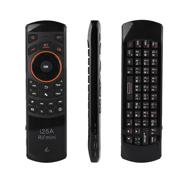 Rii 2.4G Draadloze Fly Air-muis toetsenbord met oortelefoonaansluiting voor Android TV Remote TV BOX