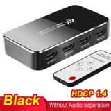 HDMI Switch 4K HDR 4x1 Adapter  with Audio Extractor 3.5 jack optical fiber cable ARC splitter  HDTV