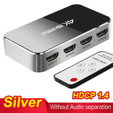 HDMI Switch 4K HDR 4x1 Adapter  with Audio Extractor 3.5 jack optical fiber cable ARC splitter  HDTV