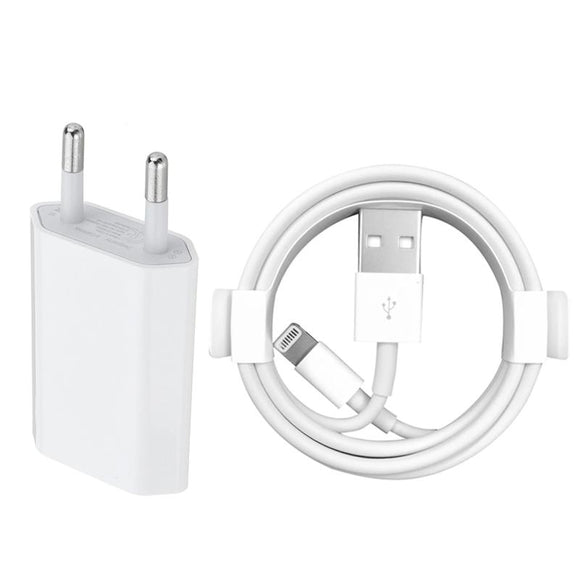 Kit EU Wall Charger + USB Charging Cable for iPhone 6 6S 7 8 Plus X XS MAX XR 1m USB Data Cables