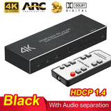 HDMI Switch 4K HDR 4x1 Adapter  with Audio Extractor 3.5 jack optical fiber cable ARC splitter  HDTV