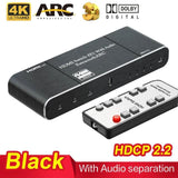 HDMI Switch 4K HDR 4x1 Adapter  with Audio Extractor 3.5 jack optical fiber cable ARC splitter  HDTV