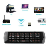 Rii 2.4G Draadloze Fly Air-muis toetsenbord met oortelefoonaansluiting voor Android TV Remote TV BOX