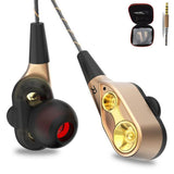 Super Bass Sound Earphone Dual Unit Stereo Wired phone with microphone For Computer MP3 Smartphone