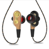 Super Bass Sound Earphone Dual Unit Stereo Wired phone with microphone For Computer MP3 Smartphone