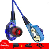 Super Bass Sound Earphone Dual Unit Stereo Wired phone with microphone For Computer MP3 Smartphone