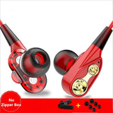 Super Bass Sound Earphone Dual Unit Stereo Wired phone with microphone For Computer MP3 Smartphone