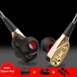 Super Bass Sound Earphone Dual Unit Stereo Wired phone with microphone For Computer MP3 Smartphone