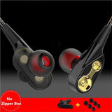 Super Bass Sound Earphone Dual Unit Stereo Wired phone with microphone For Computer MP3 Smartphone