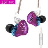 AK Original KZ ZST Colorful BA+DD In Ear Earphone Hybrid  HIFI Bass Noise Cancelling Earbuds With Mic