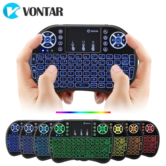 VONTAR i8 7 kleuren 2.4G draadloos toetsenbord Air Mouse Touchpad