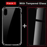 GETIHU Airbag-hoesje voor iPhone XS Max XR X 8 7 6 6S Plus 360 met gehard glas