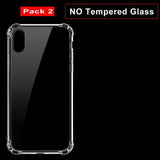 GETIHU Airbag-hoesje voor iPhone XS Max XR X 8 7 6 6S Plus 360 met gehard glas