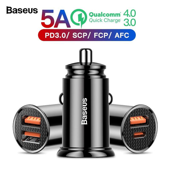 Baseus Snelle USB autolader 4.0 3.0 voor Xiaomi mi 9 Huawei P30 Pro QC4.0 QC3.0 QC 5A