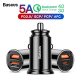 Baseus Snelle USB autolader 4.0 3.0 voor Xiaomi mi 9 Huawei P30 Pro QC4.0 QC3.0 QC 5A