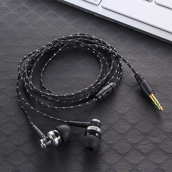 High Quality Wired Earphone Stereo In-Ear 3.5mm Nylon Weave Cable  Headset With Mic