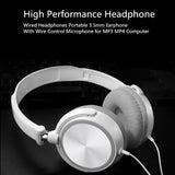 New Wired Headphones With Microphone Over Ear Headsets Bass HiFi Sound Music Stereo Earphone