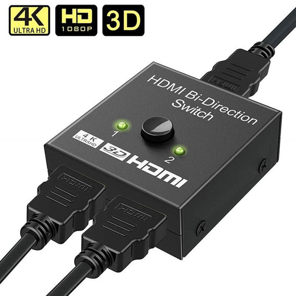 4K HDMI-schakelaar 2 poorten 2x1 HDMI-switcher Ondersteunt Ultra HD 4K 1080P 3D voor PS4 Xbox